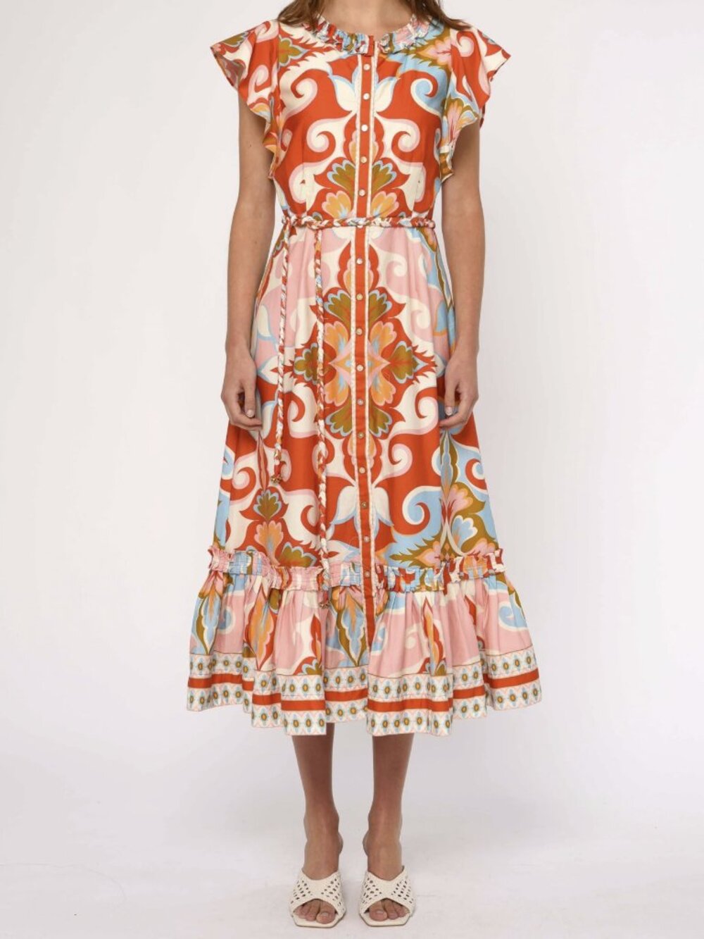 Love the Label Ella Braided Tie Belt Cotton Midi/Maxi Dress Size Small